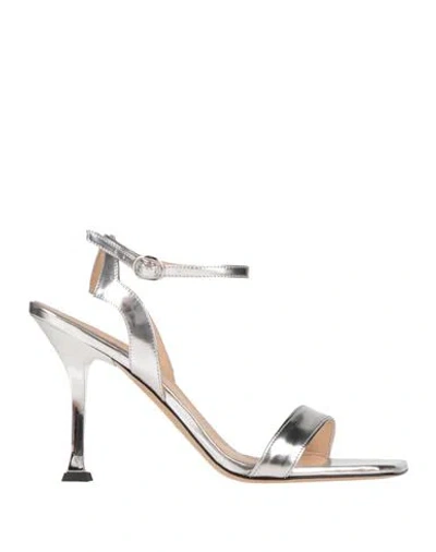 Marc Ellis Woman Sandals Silver Size 9 Leather