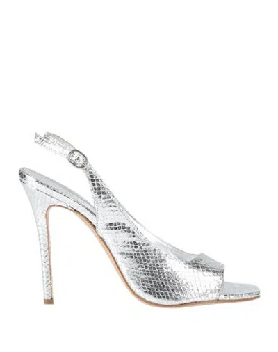 Marc Ellis Woman Sandals Silver Size 9 Leather