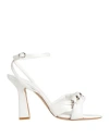 Marc Ellis Woman Sandals White Size 8 Leather In White