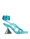 Marc Ellis Woman Thong Sandal Turquoise Size 11 Leather In Blue