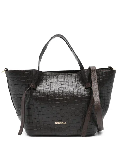 Marc Ellis Woven Leather Tote Bag In Brown