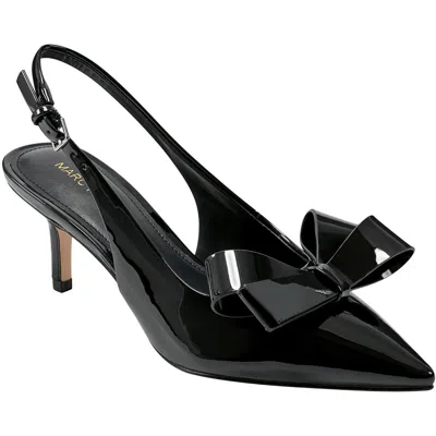 Marc Fisher Allon Womens Patent Adjustable Slingback Heels In Black Patent