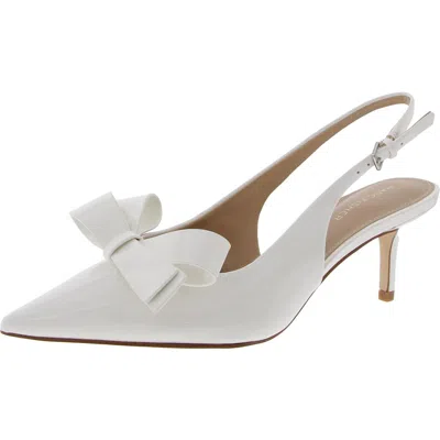 Marc Fisher Allon Womens Patent Adjustable Slingback Heels In White