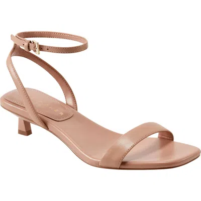 Marc Fisher Alona Ankle Strap Kitten Heel Sandal In Medium Natural