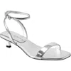 Marc Fisher Alona Ankle Strap Kitten Heel Sandal In Metallic Silver