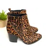 Marc Fisher Alva Leopard Print Calf Hair Booties In Tan Brown In Multi