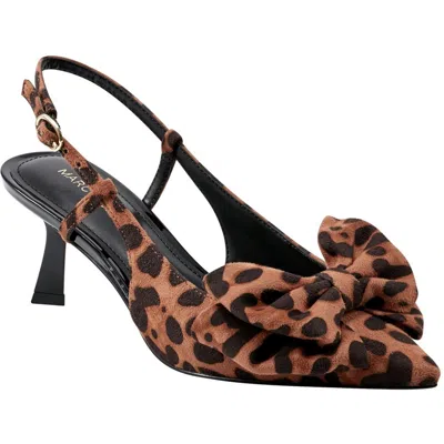 Marc Fisher Arzia 2 Womens Adjustable Faux Suede Slingback Heels In Leopard