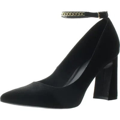 Marc Fisher Barns 2 Womens Chain Faux Suede Block Heels In Black