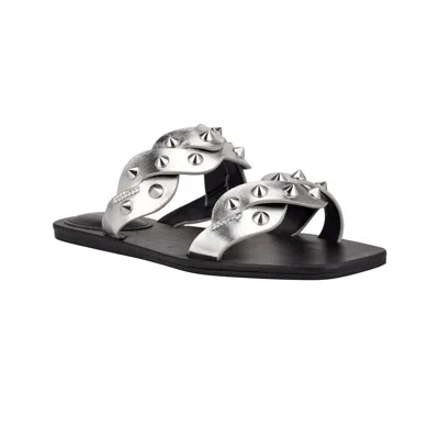 Marc Fisher Bodil Womens Faux Leather Metallic Slide Sandals In Multi
