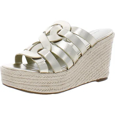 Marc Fisher Cazzie 2 Womens Faux Leather Criss-cross Wedge Sandals In Gold