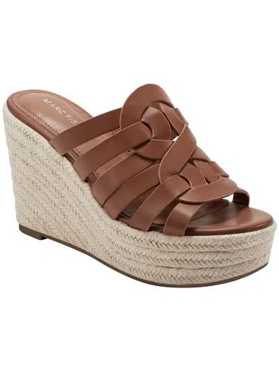 Marc Fisher Cazzie 2 Womens Faux Leather Wedge Sandals In Multi