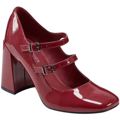 Marc Fisher Charisy Womens Adjustable Mary Jane Heels In Dark Red Patent