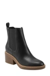 Marc Fisher Modesty Womens Faux Leather Stack Heel Ankle Boots In Black