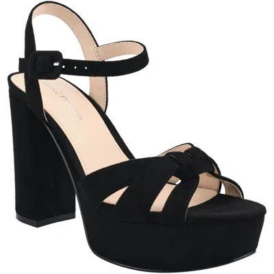 Marc Fisher Damask Womens Faux Suede Almond Toe Platform Sandals In Black