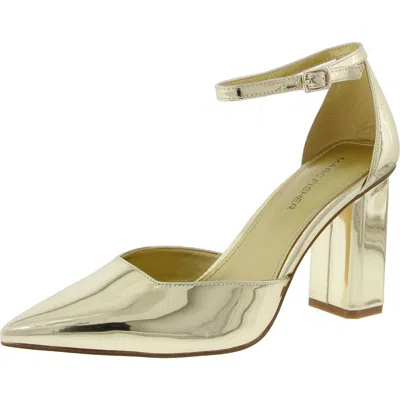 Marc Fisher Demeter Womens Patent Ankle Strap Pumps In Gold