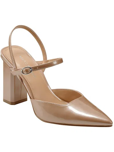 Marc Fisher Doster 2 Womens Faux Leaher Ankle Strap Block Heels In Light Natural Patent - Faux Patent Leath