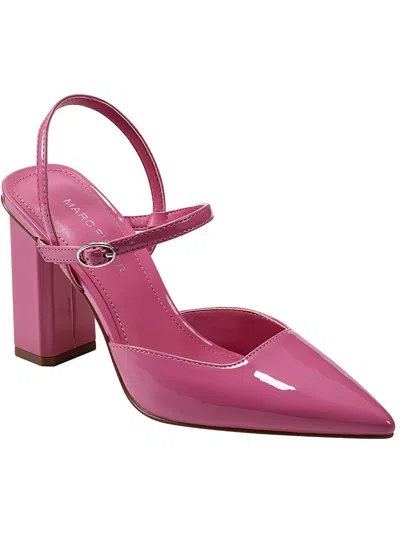 Marc Fisher Doster 2 Womens Faux Leaher Ankle Strap Block Heels In Pink