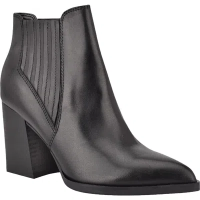 Marc Fisher Ellard Womens Leather Heels Ankle Boots In Black