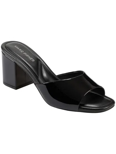 Marc Fisher Fynn Womens Patent Peep-toe Block Heel In Black