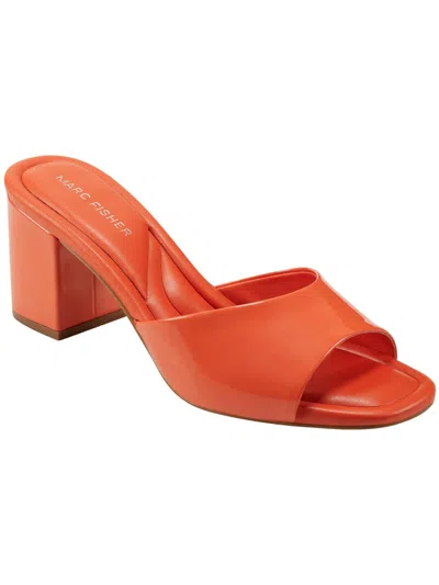 Marc Fisher Fynn Womens Patent Peep-toe Block Heel In Orange