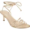 Marc Fisher Gineva Ankle Wrap Kitten Heel Sandal In Gold