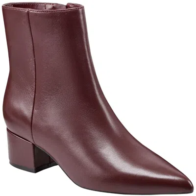 Marc Fisher Gismo Womens Leather Pointed Toe Ankle Boots In Burgandy