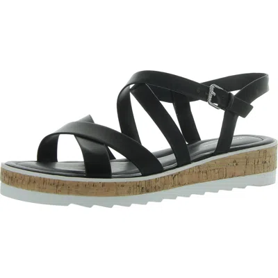 Marc Fisher Goal Womens Strappy Faux Leather Flatform Sandals In Black