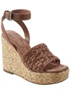 Marc Fisher Godina Womens Faux Leather Ankle Strap Wedge Sandals In Multi