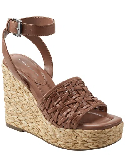Marc Fisher Godina Womens Faux Leather Ankle Strap Wedge Sandals In Multi