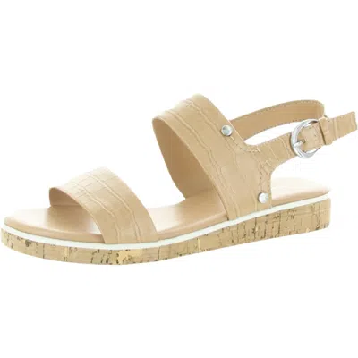 Marc Fisher Gordy Womens Embossed Faux Leather Wedge Sandals In Neutral