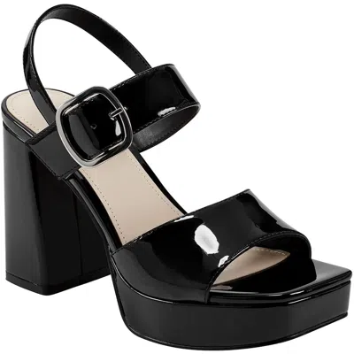 Marc Fisher Graduate Womens Comfort Insole Faux Leather Platform Sandals In Black
