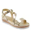 Marc Fisher Grandie Treaded Flatform Wedge Sandals In Gold