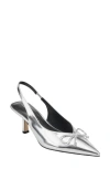 Marc Fisher Gretel Slingback Pointed Toe Bow Pump In Silver