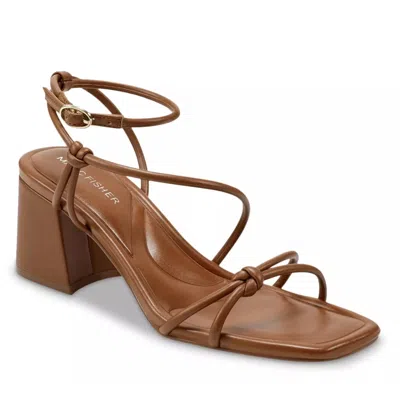 MARC FISHER GURION SANDALS WOMEN'S BROWN SQUARE TOE BLOCK HEEL STRAPPY GAL1464