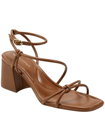 Marc Fisher Women's Gurion Square Toe Strappy Block Heel Sandals Women's Shoes In Medium Brown