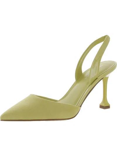 Marc Fisher Hadya 2 Womens Faux Leather Pointed Toe Slingback Heels In Yellow