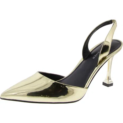 Marc Fisher Hadya Womens Patent Slingback Pumps In Gold