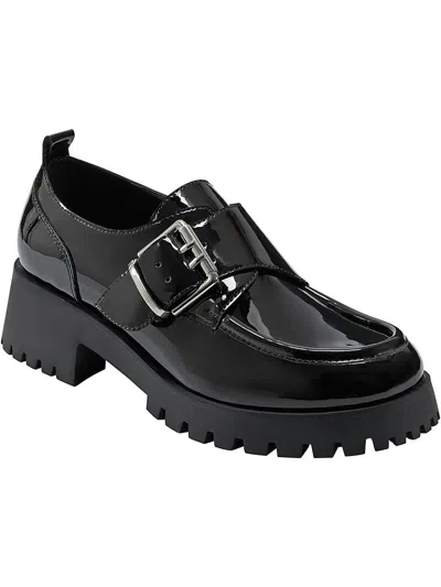 Marc Fisher Women's Hazelton Slip-on Lug Sole Casual Loafers In Black Patent- Faux Patent Leather