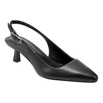Marc Fisher Kory Pump Women Black Leather Pointed Toe Kitten Heel Zogg3190