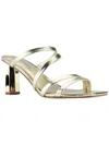 Marc Fisher Kristin Womens Faux Leather Slip On Strappy Sandals In Gold