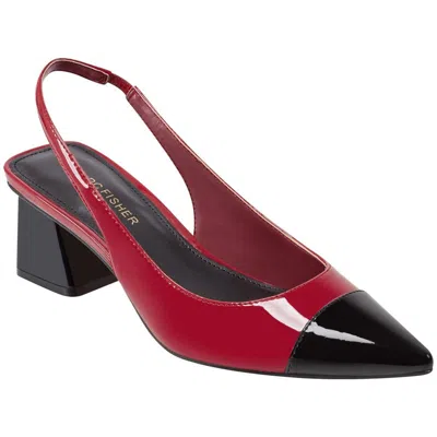 Marc Fisher Laglie Womens Toe Cap Patent Slingback Heels In Dark Red,black Patent