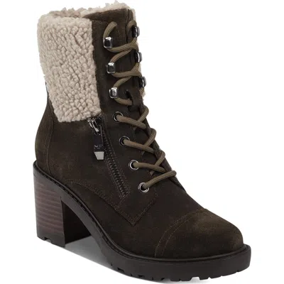 Marc Fisher Lansly Womens Faux Fur Lug Sole Lace-up Boot In Multi