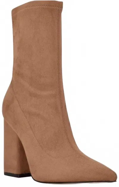 Marc Fisher Larry Pointed Toe Ankle Boots In Tan In Animal Print