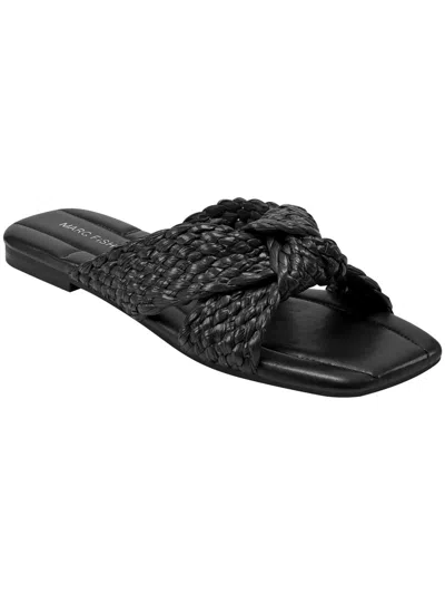 Marc Fisher Lasket Womens Woven Slip-on Slide Sandals In Black