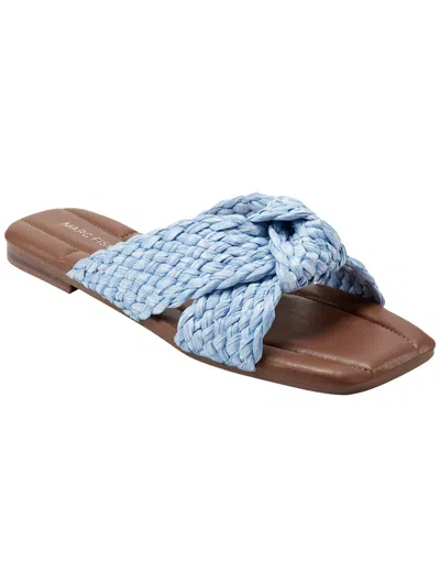 Marc Fisher Lasket Womens Woven Slip-on Slide Sandals In Blue