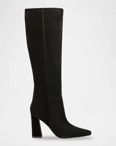 Marc Fisher Ltd 80mm Yarli Suede Knee-high Boots In Black