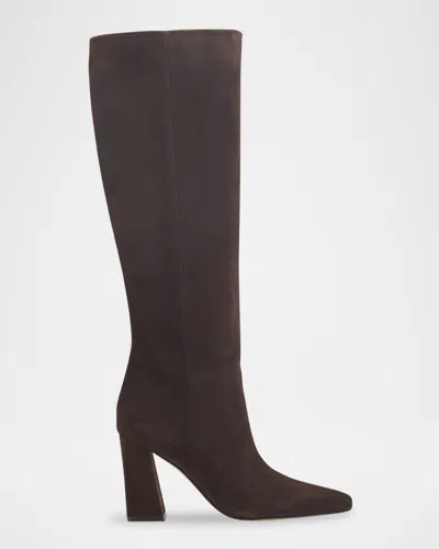 Marc Fisher Ltd 80mm Yarli Suede Knee-high Boots In Brown