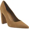 Marc Fisher Ltd Abilene Leather Block-heel Pumps In Medium Natural Suede