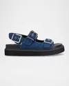 Marc Fisher Ltd Agenda Denim Dual-buckle Slingback Sandals