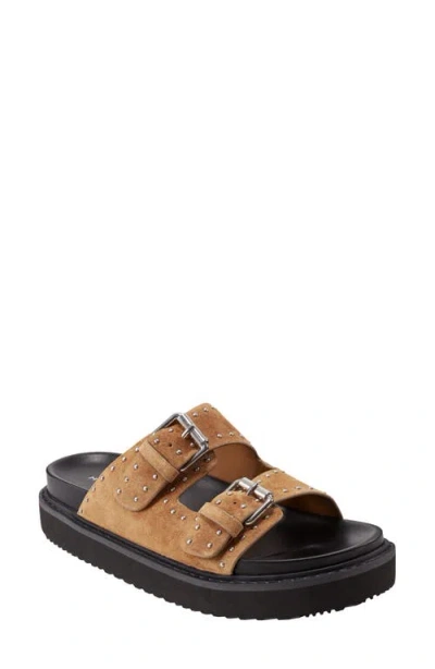 Marc Fisher Ltd Agusta Slide Sandal In Studded Cognac